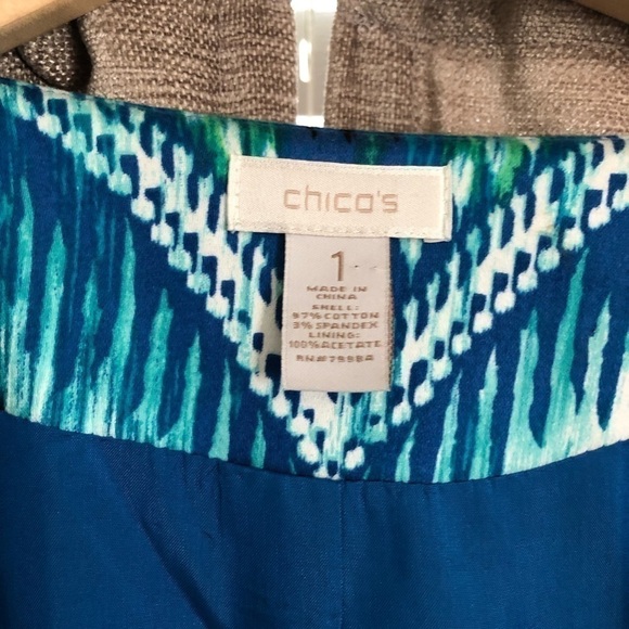 Chico’s Blue Watercolor Open Front Blazer - Picture 3 of 13